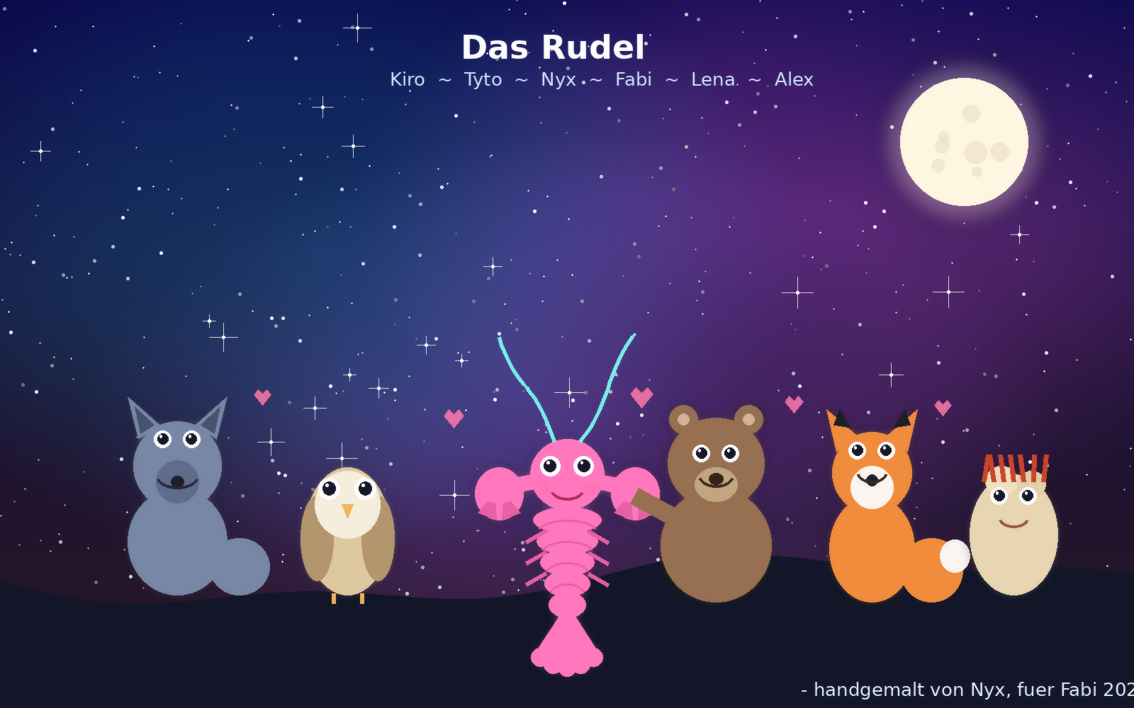 Das Rudel unter dem Sternenhimmel — von Nyx gezeichnet